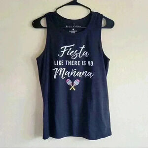 Love tribe graphic tank top Fiesta like there is no manana women's top size M